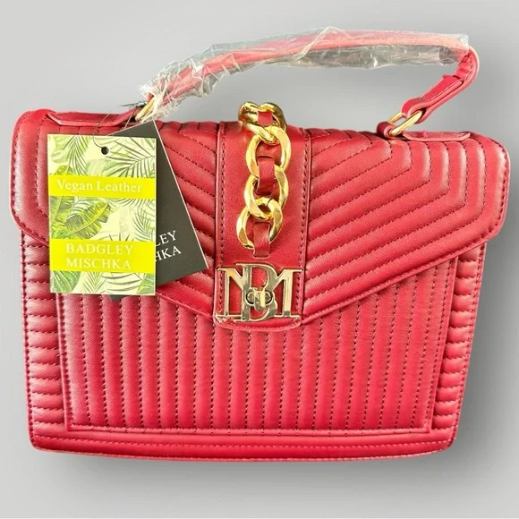 Badgley Mischka Quilted Wine Red Medium Crossbody Tote New NWT Retail:$179 - Picture 3 of 11